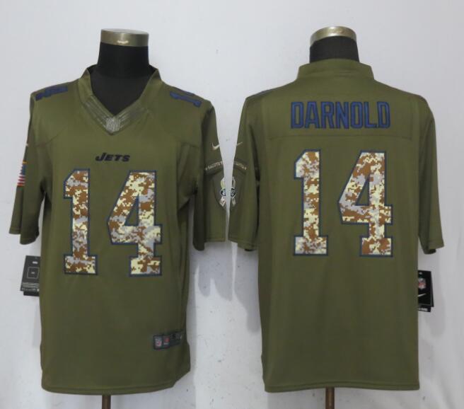 Men New York Jets #14 Darnold Green Salute To Service Nike Limited NFL Jerseys